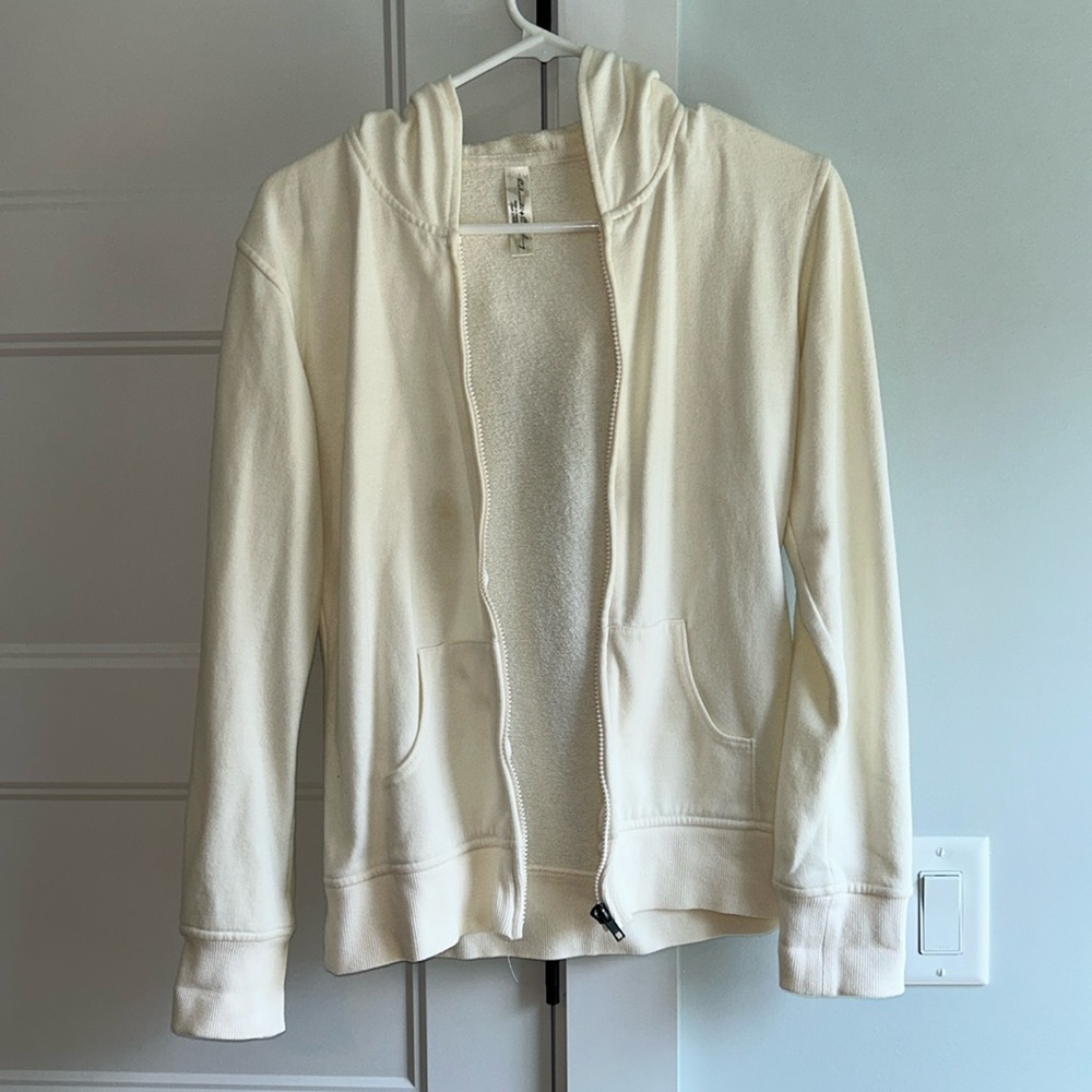 Cream light-weight zip-up hoodie